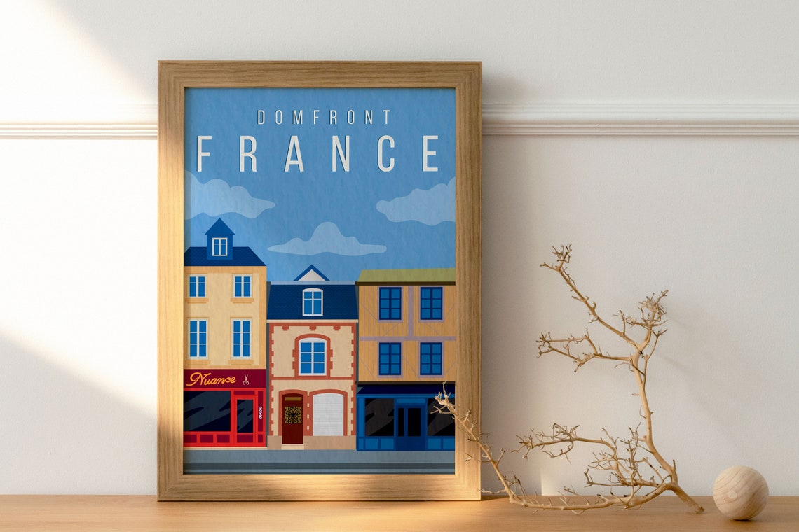 Domfront France Charming Town Shops Vintage Retro Travel Poster - Image 2