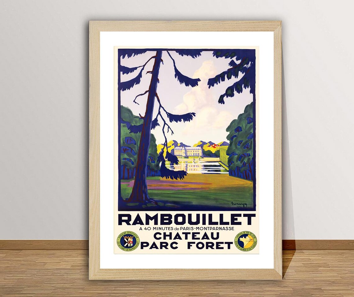 Rambouillet Chateau Parc Foret France Vintage Travel Poster