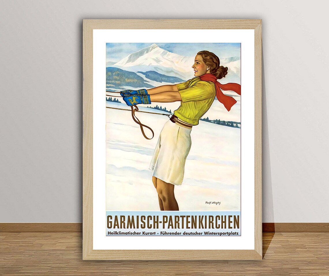 Garmisch-Partenkirchen Germany Vintage Travel Poster