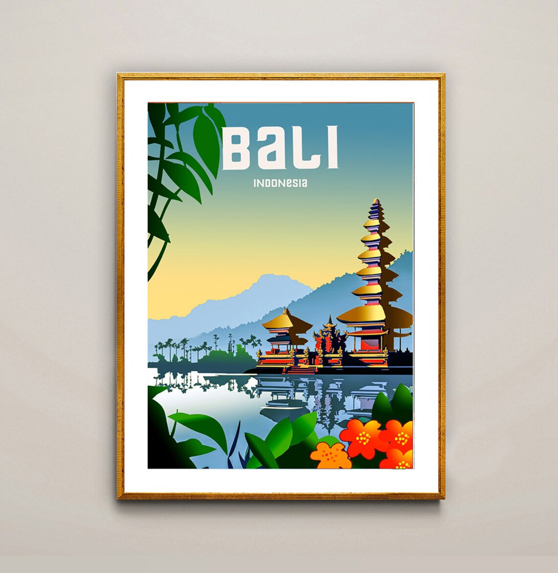 Bali Indonesia Travel Poster By Wed Bali Poster Bali Temple Print Wall Decor Gift Idea