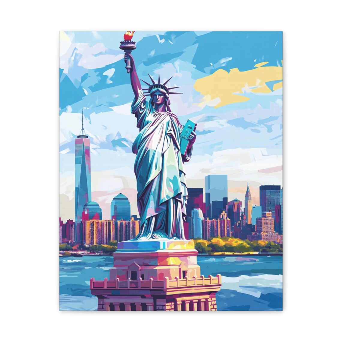 Statue of Liberty NYC Skyline Torch Pop Art Colorful City Poster
