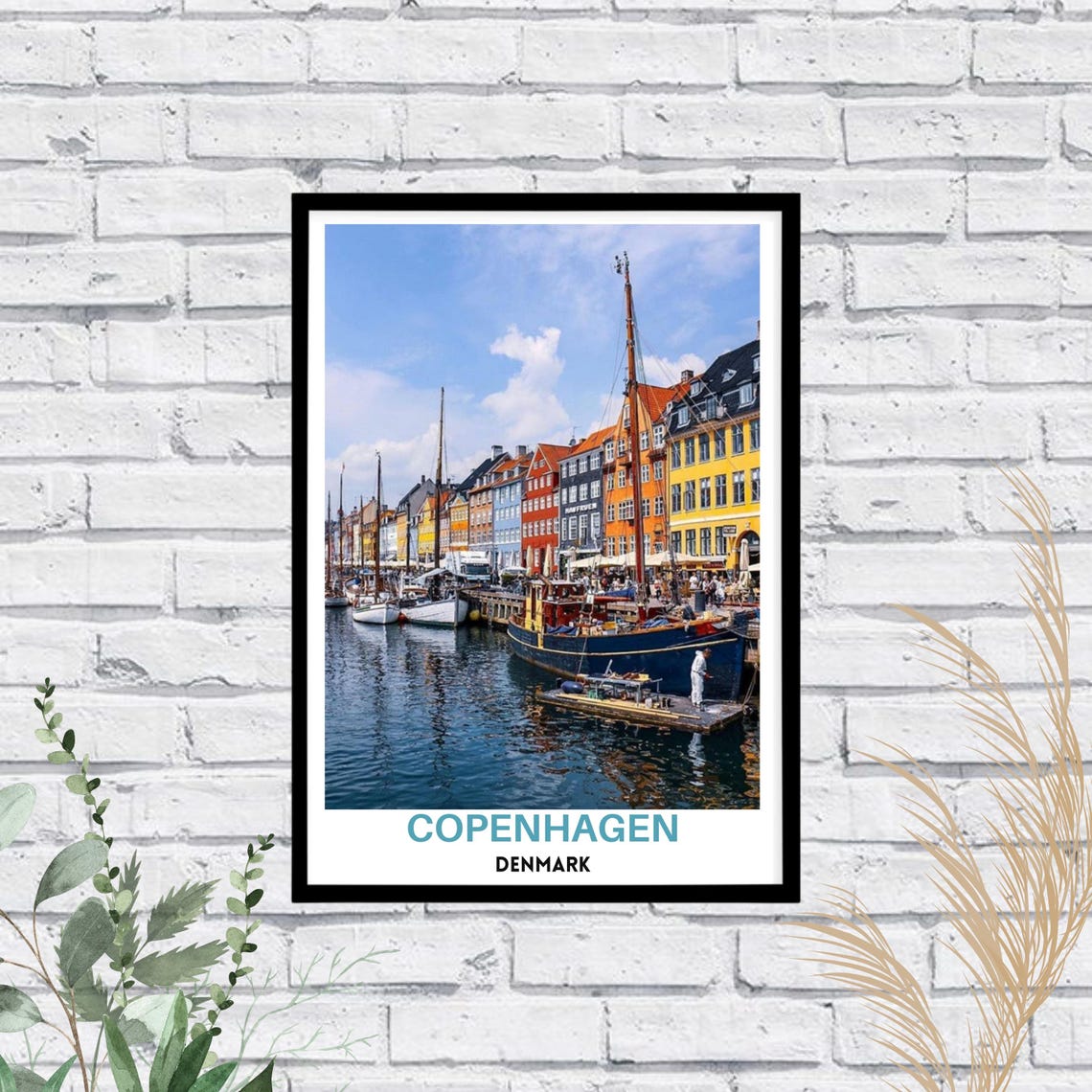 Copenhagen Denmark Nyhavn Harbor Colorful Houses Sailing Ships Poster