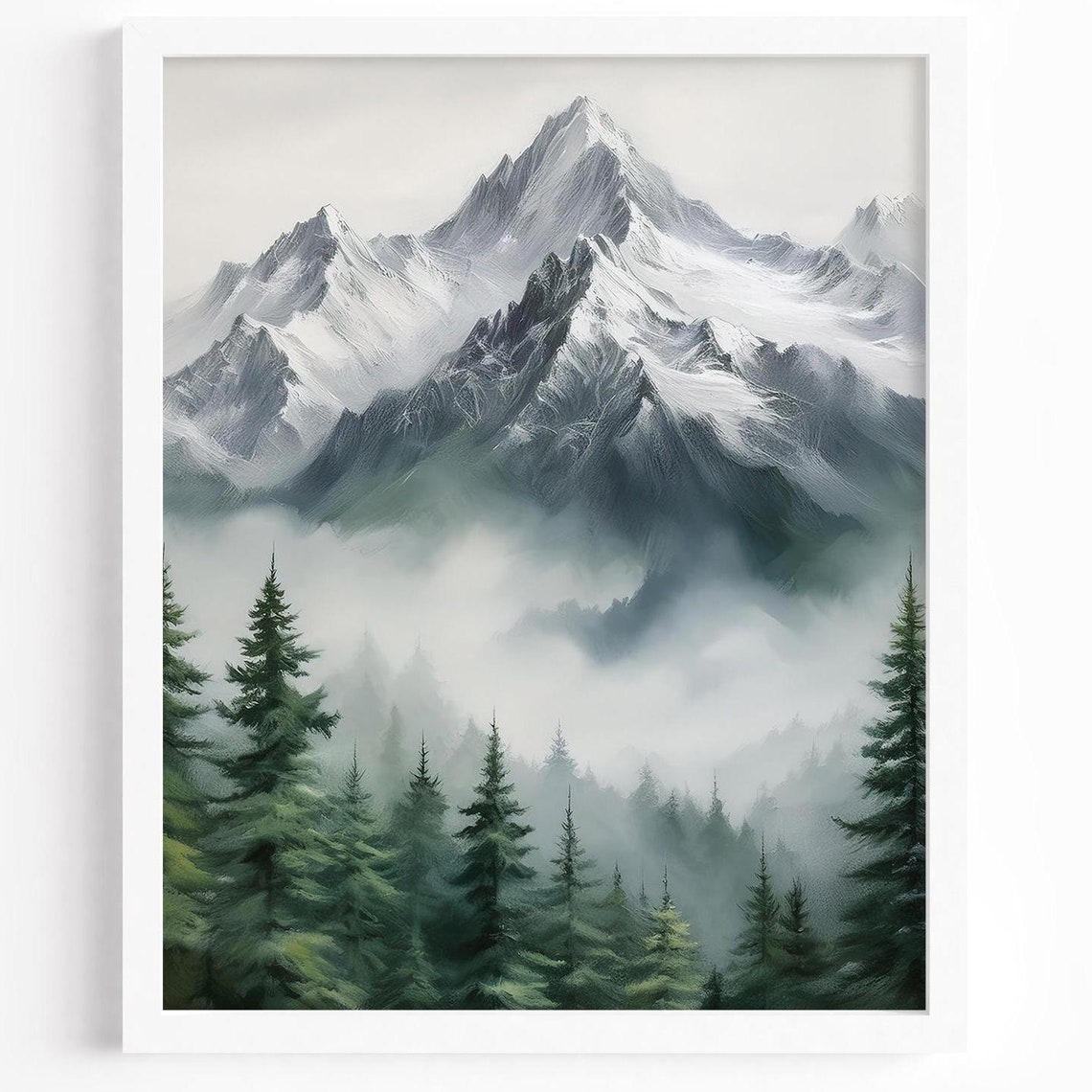 Mountain Wall Art Print Above Couch Landscape Nature Artwork Masculine Neutral