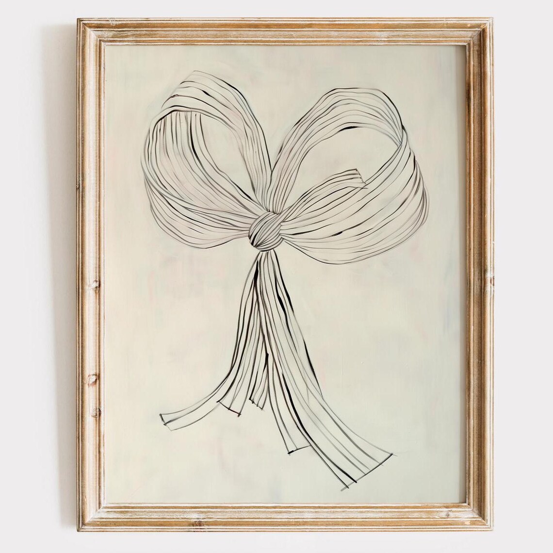 Wide Ribbon Bow Line Drawing Black Ink Minimalist Art Poster
