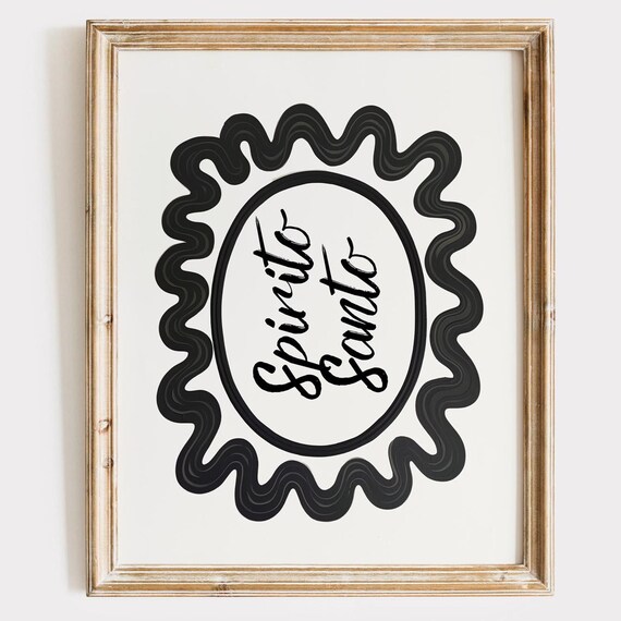 Spirito Santo Black Script Typography Faith Quote Minimalist Art Print