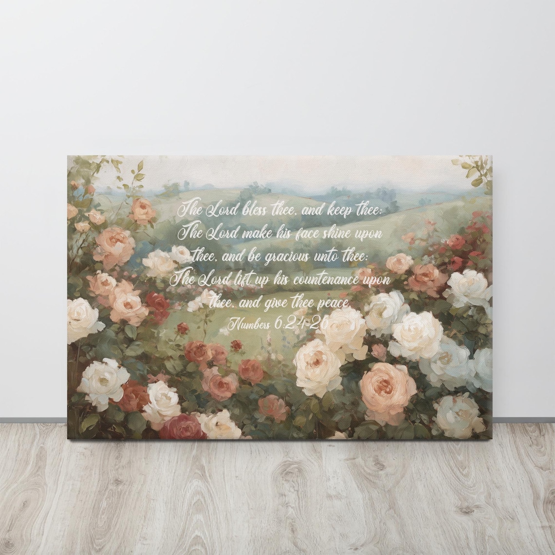 Numbers 6:24 Bible Verse Floral Christian Art Print