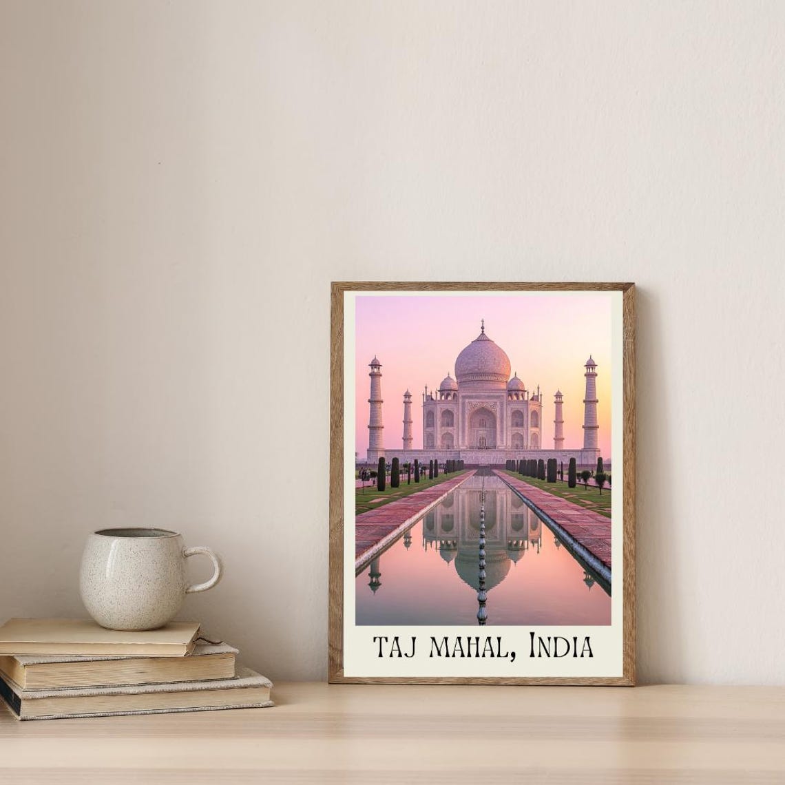 Taj Mahal India Travel Poster with Dawn Reflection in the Long Pool - Image 4