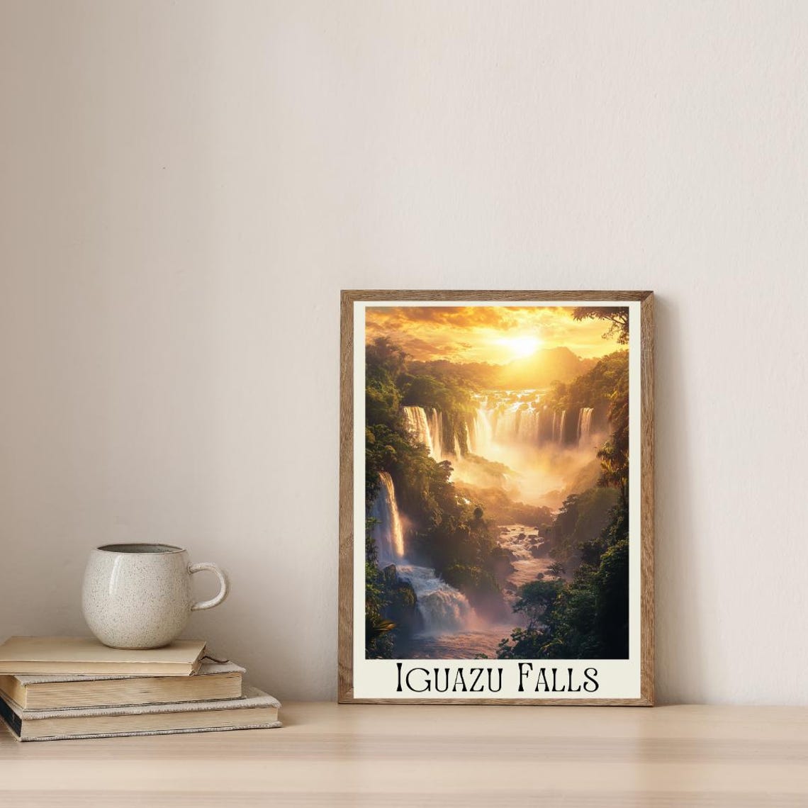 Iguazu Falls Poster with Golden Sunset over the Jungle Waterfall - Image 4