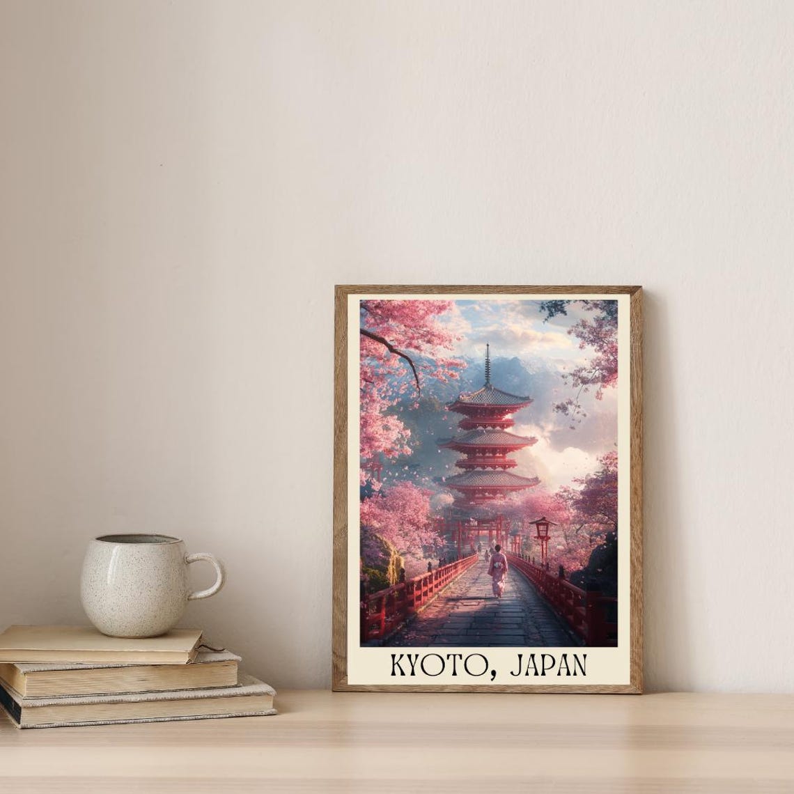 Kyoto Japan Poster with Temple Garden and Cherry Blossom Path - Image 4