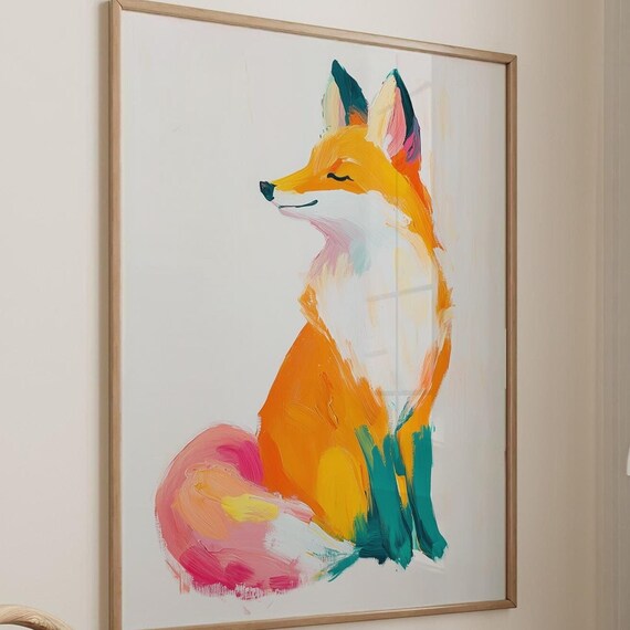 Serene Fox Profile Colorful Abstract Modern Wildlife Animal Poster