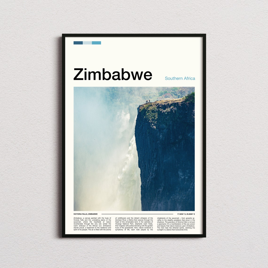 Zimbabwe Victoria Falls Cliff Edge Mist Waterfall View Poster