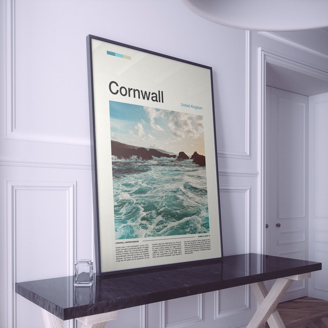 Cornwall United Kingdom Rocky Coast Waves Ocean Travel Poster - Image 2