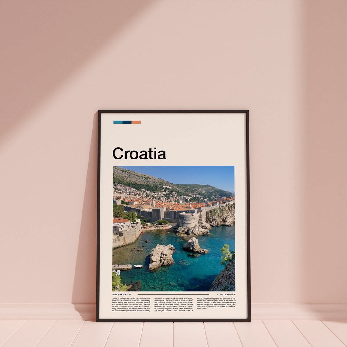 Croatia Dubrovnik Old Town Walls Adriatic Sea Minimalist Photo Poster - Image 4