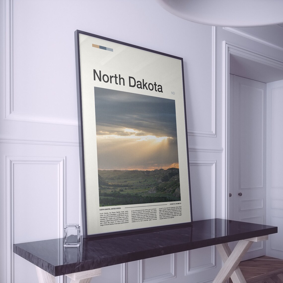 North Dakota Badlands Sunset Plains Scenic Landscape Travel Poster - Image 2