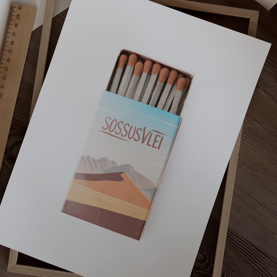 Sossusvlei Desert Dunes Matchbox Style Art with Orange Sand Poster - Image 2
