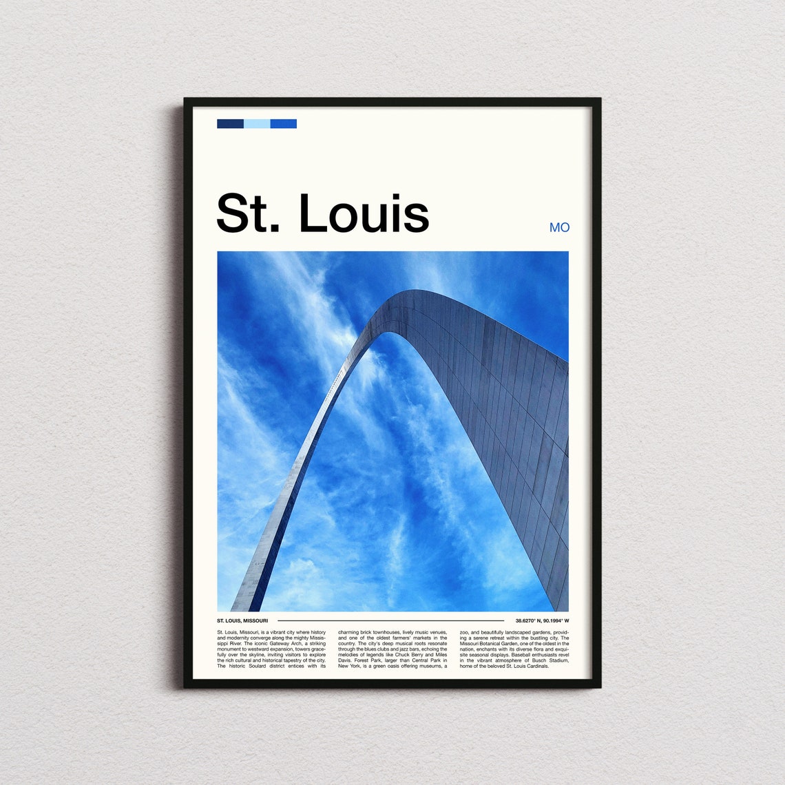 St. Louis Missouri Gateway Arch Upward Blue Sky Monument Poster