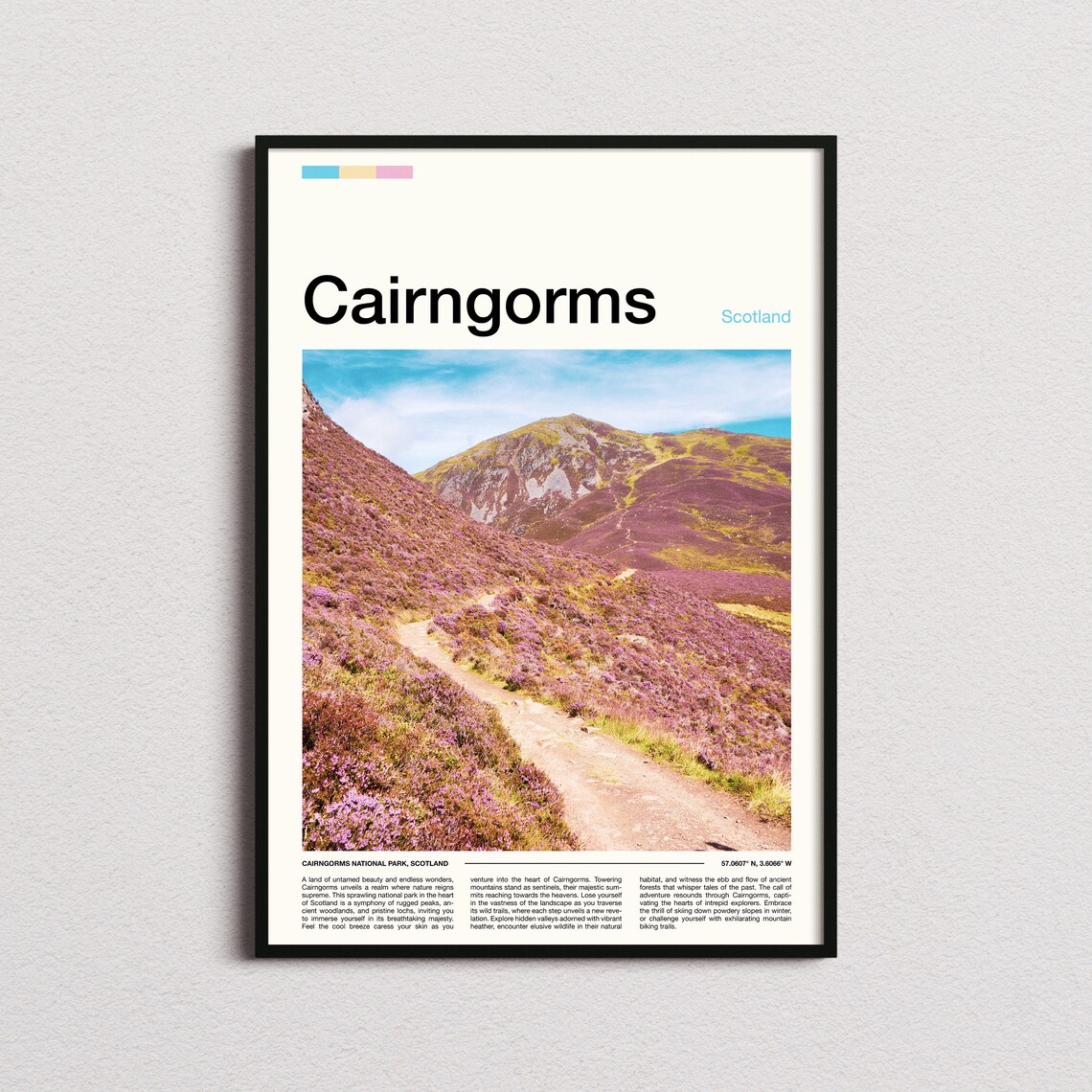 Cairngorms Scotland Heather Valley Mountain Path National Park Poster