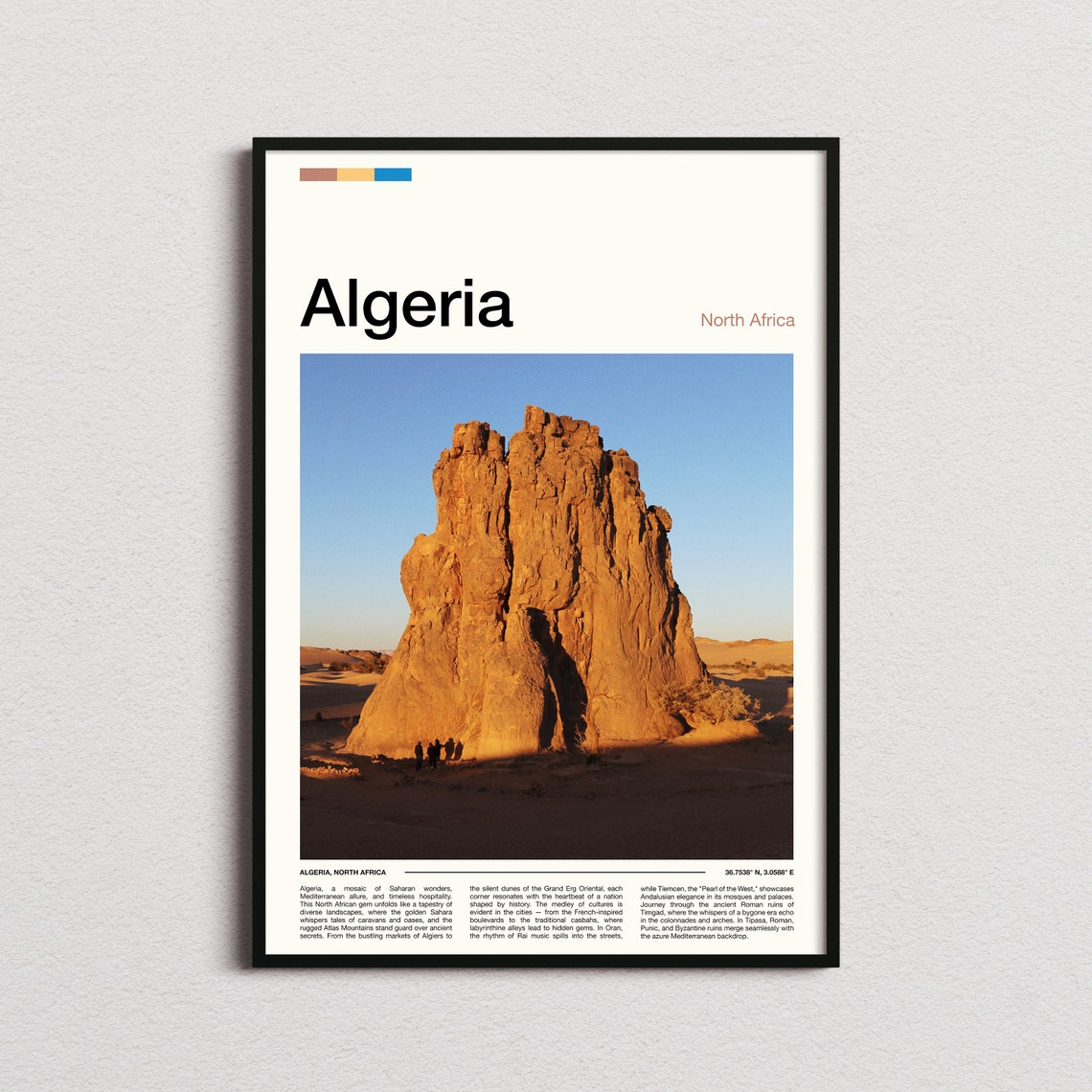 Algeria Sahara Desert Sandstone Rock Formation Photography Poster