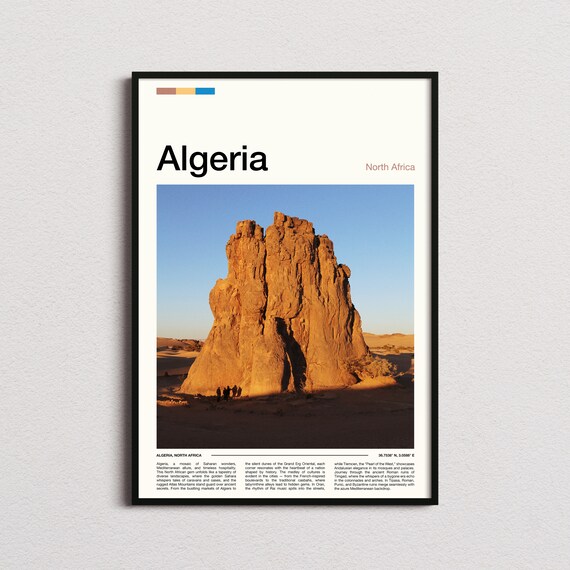 Algeria Sahara Desert Sandstone Rock Formation Photography Poster