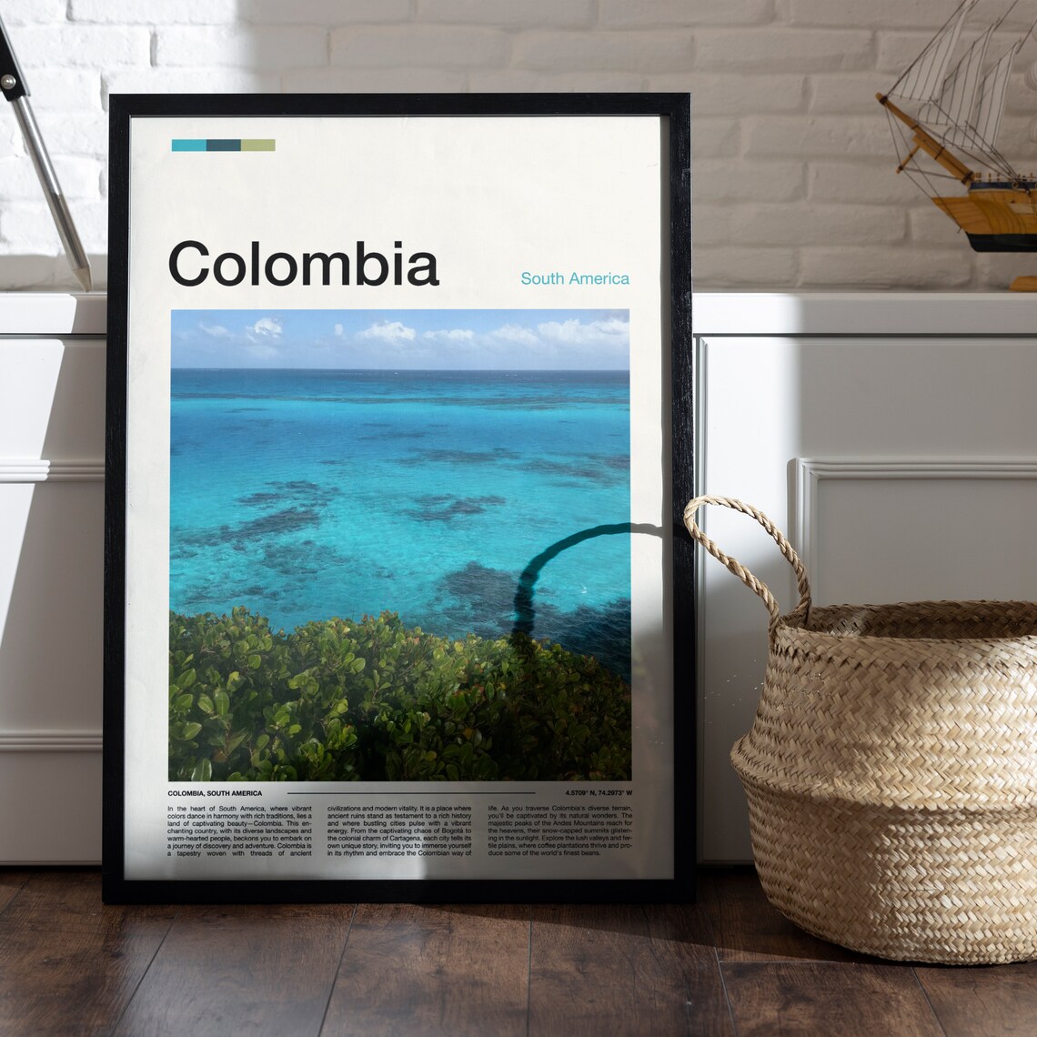 Colombia Turquoise Caribbean Sea Coral Reef Coast Photography Poster - Image 5