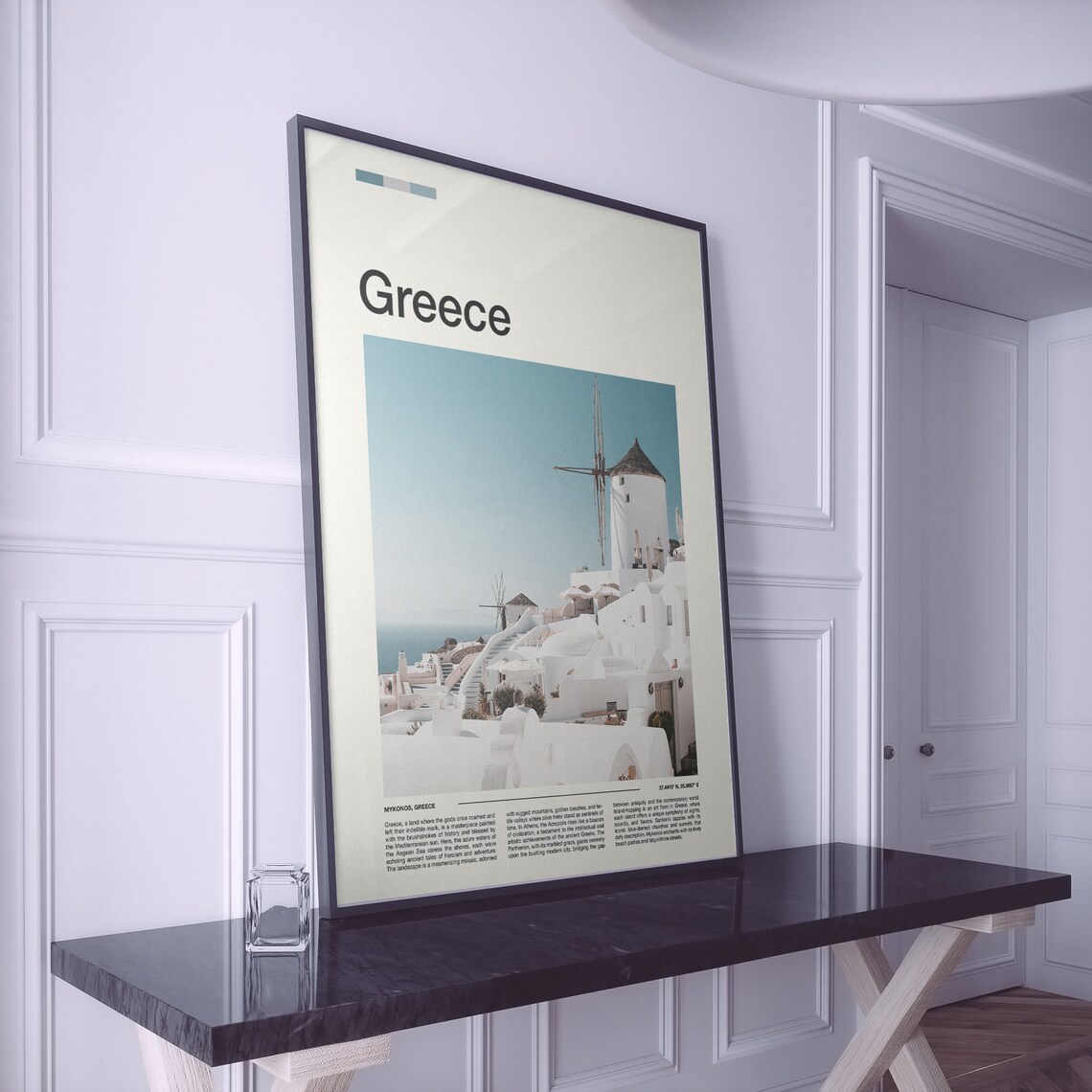 Mykonos Greece Whitewashed Village Windmill Cyclades Island Poster - Image 2