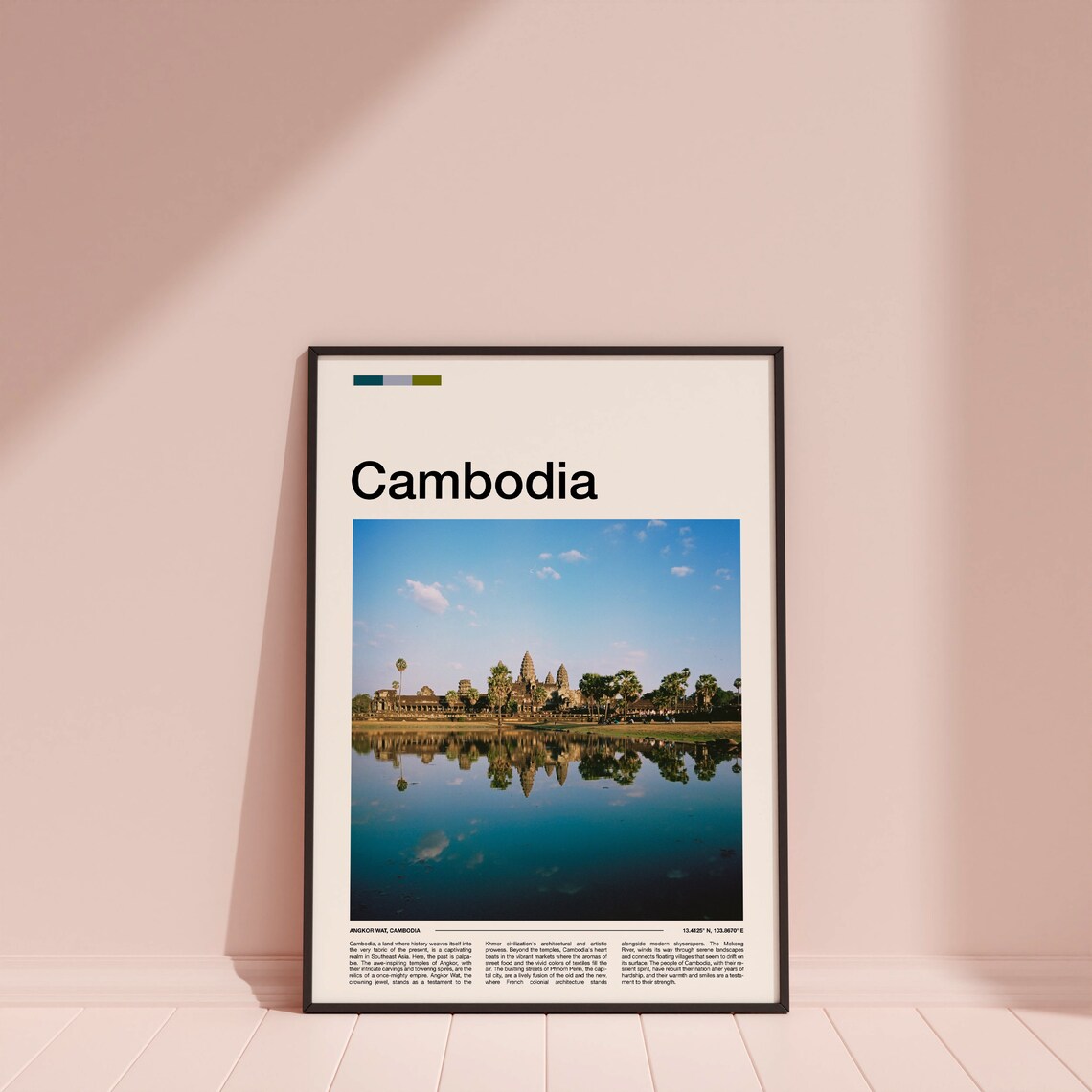 Cambodia Angkor Wat Temple Reflection Lake Sunrise Travel Poster - Image 3