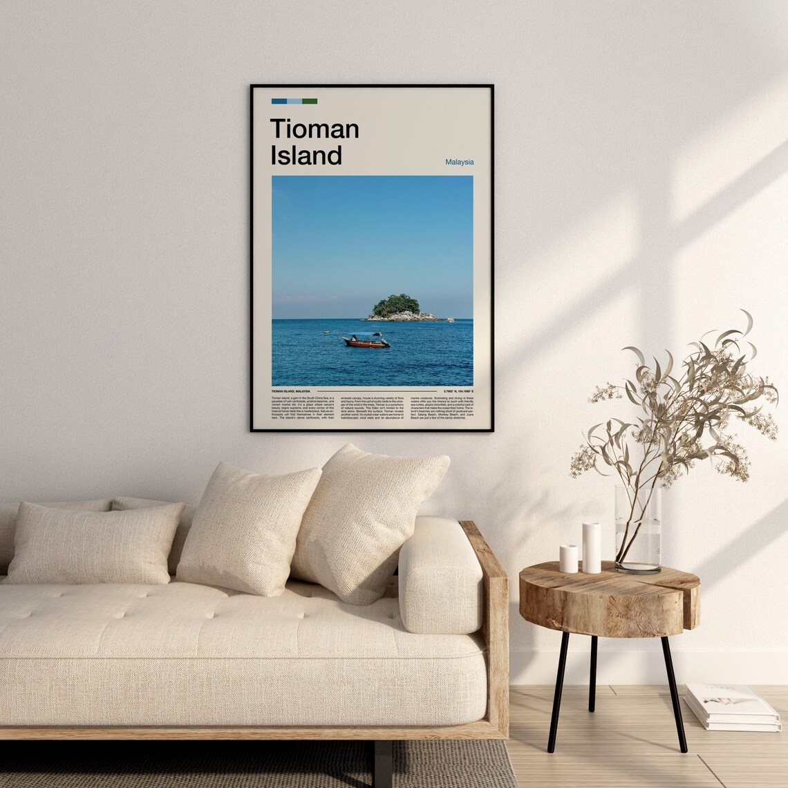 Tioman Island Malaysia Tropical Islet Boat Ocean Photography Poster - Image 3