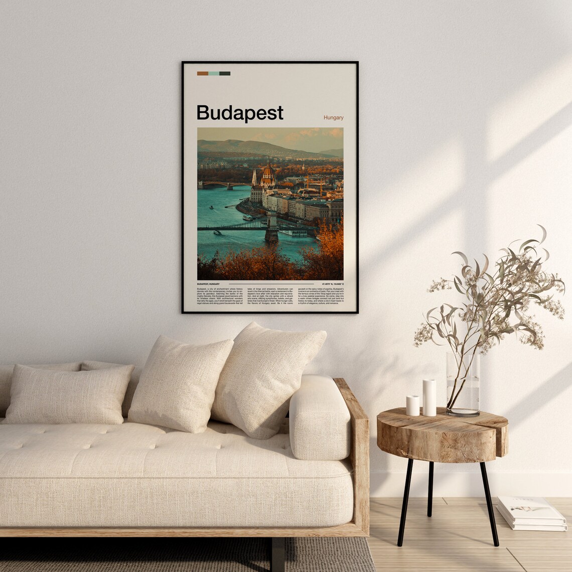 Budapest Hungary Danube Autumn River Aerial Travel Photo Poster - Image 3