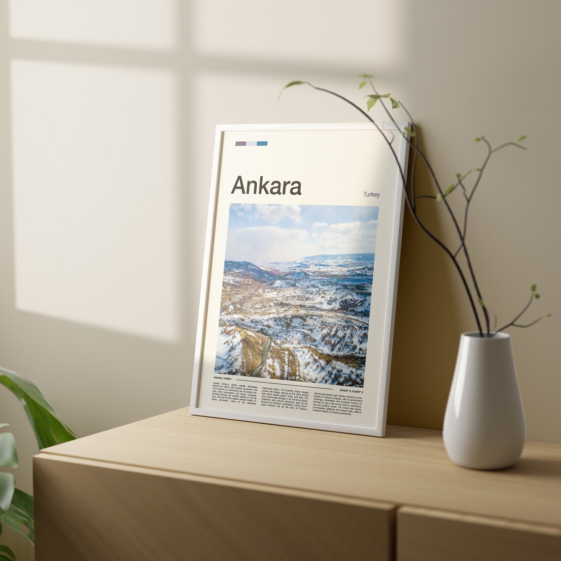 Ankara Turkey Snowy Winter Valley Aerial Landscape Photo Poster - Image 2