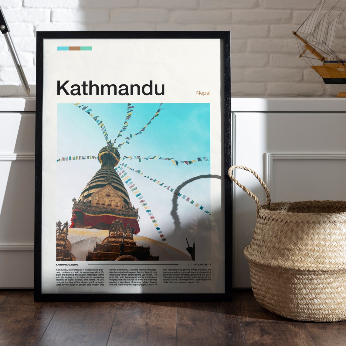 Kathmandu Nepal Boudhanath Stupa Prayer Flags Buddhist Temple Poster - Image 4
