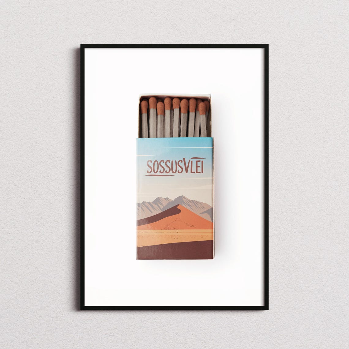 Sossusvlei Desert Dunes Matchbox Style Art with Orange Sand Poster