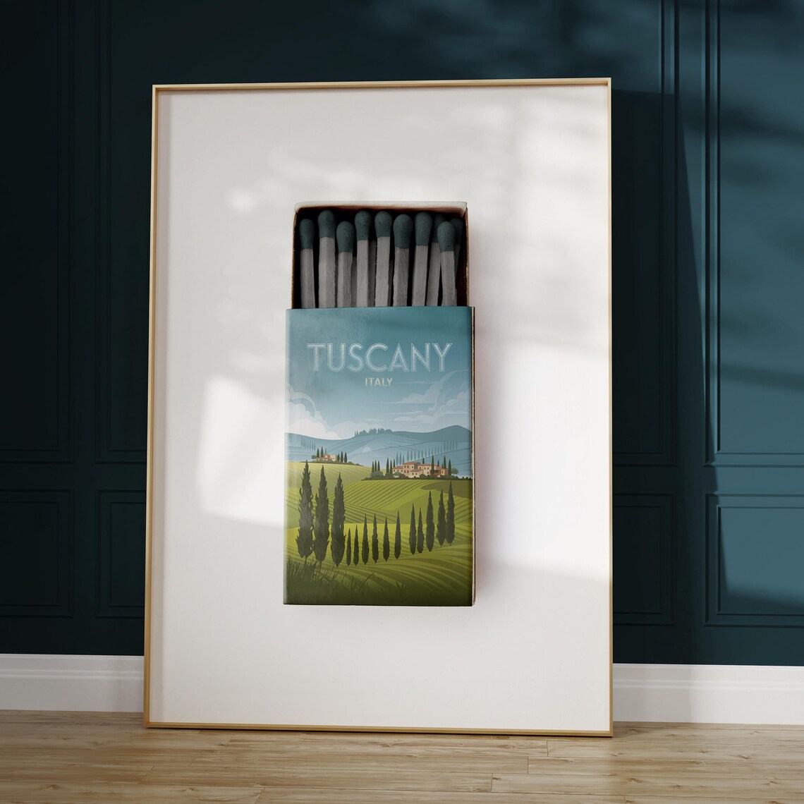 Tuscany Italy Cypress Trees Matchbox Style Art with Villa Hills Poster - Image 5
