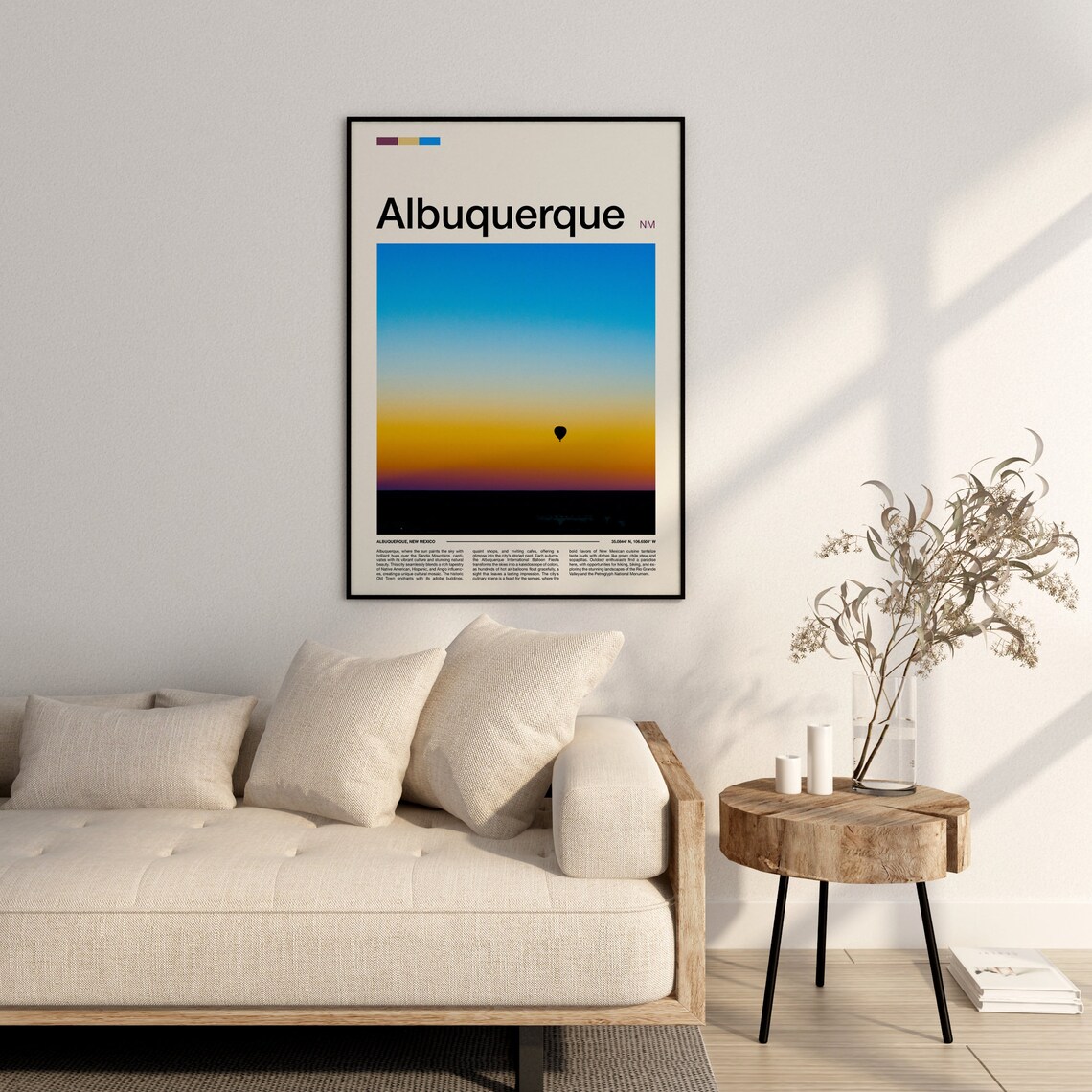 Albuquerque New Mexico Lone Balloon Sunset Sky Minimalist Poster - Image 3