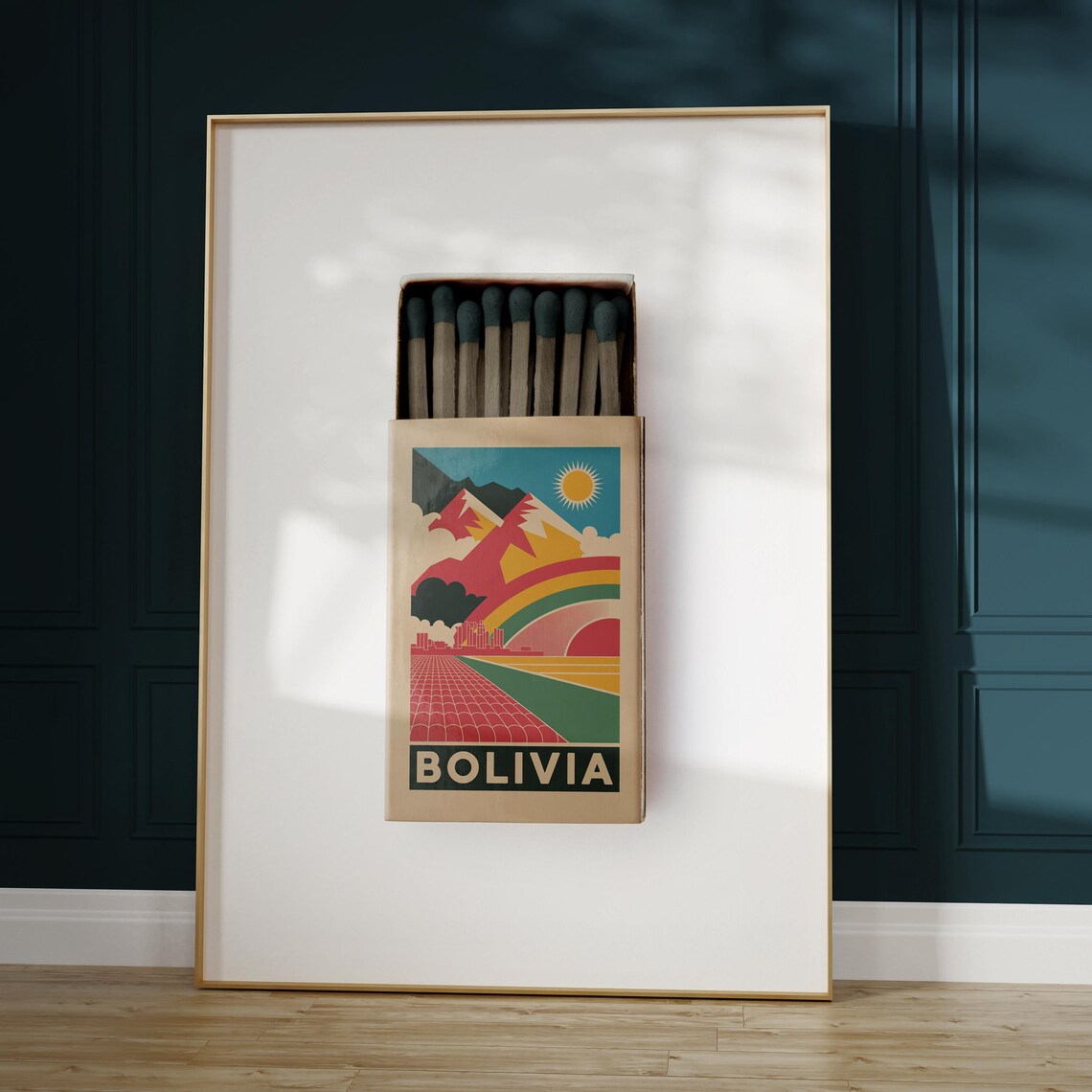 Bolivia Matchbox Retro Colorful Andes Mountain Travel Art Poster - Image 5