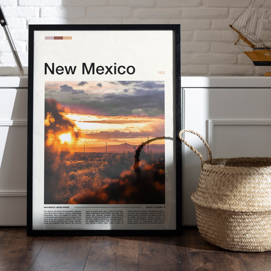 New Mexico Desert Sunset Golden Hills Bokeh Photography Poster - Image 5