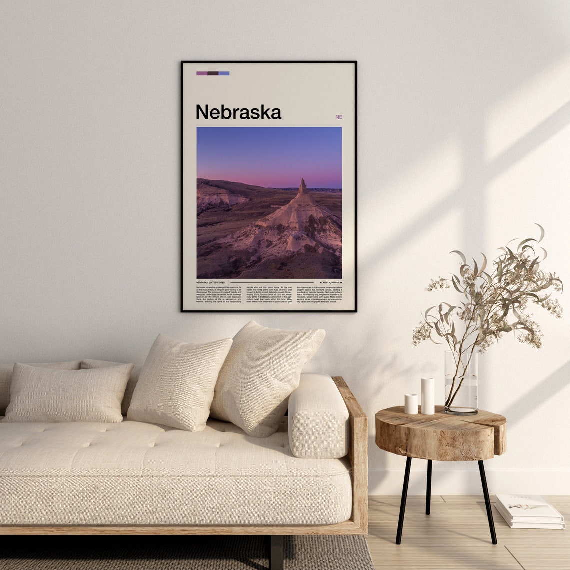 Nebraska Chimney Rock Sunset Prairie Landscape Plains Poster - Image 3