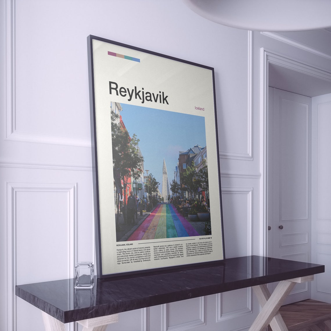 Reykjavik Iceland Rainbow Street Hallgrimskirkja Church View Poster - Image 2