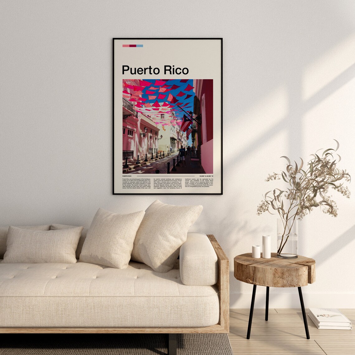 Puerto Rico San Juan Pink Umbrella Street Old Town Festival Poster - Image 2