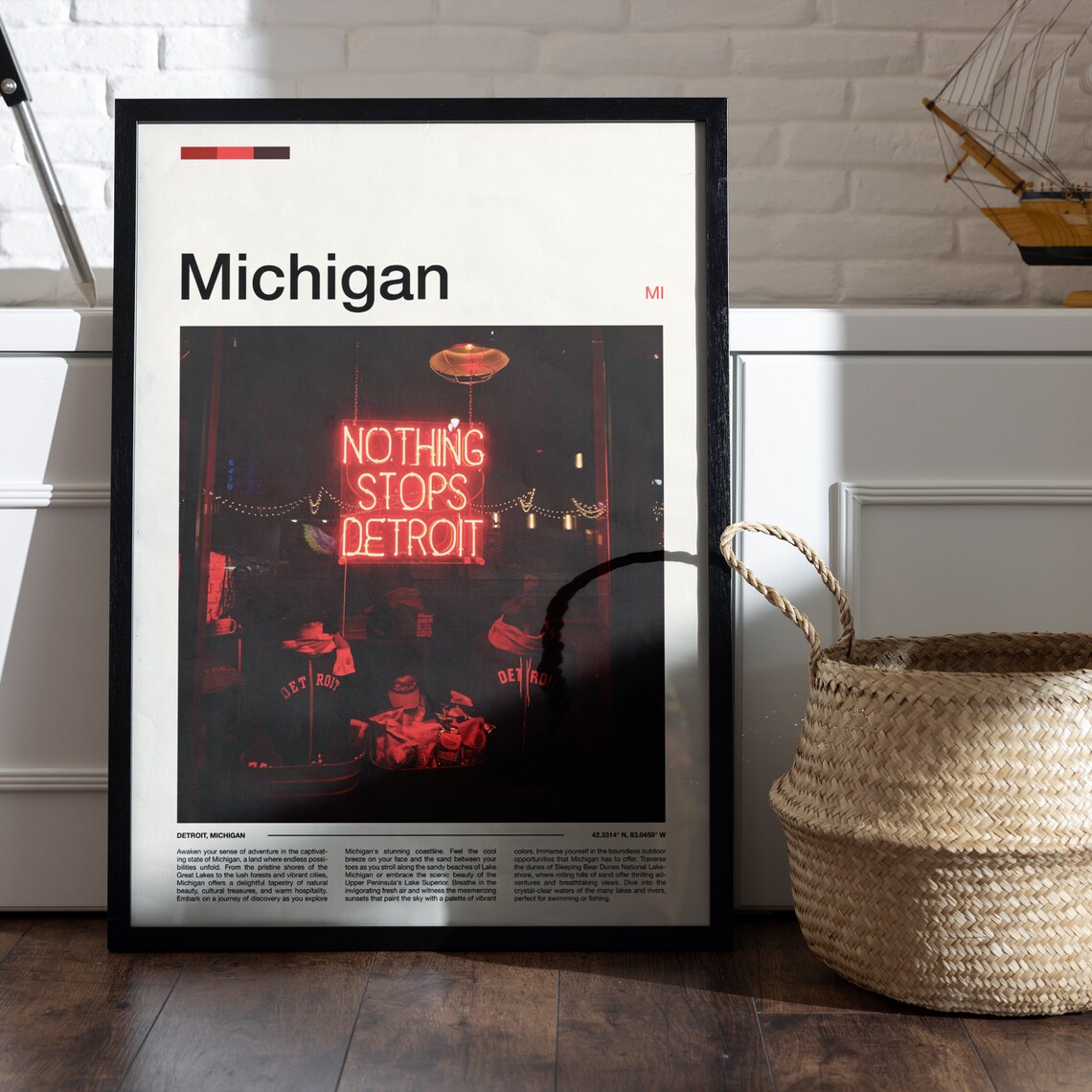 Michigan Detroit Nothing Stops Detroit Neon Sign Photography Poster - Image 5