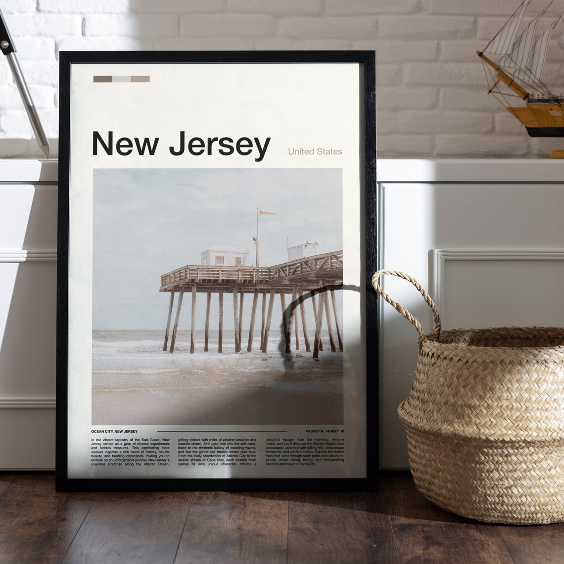 New Jersey Ocean City Fishing Pier Coastal Beach Sunrise Poster - Image 4