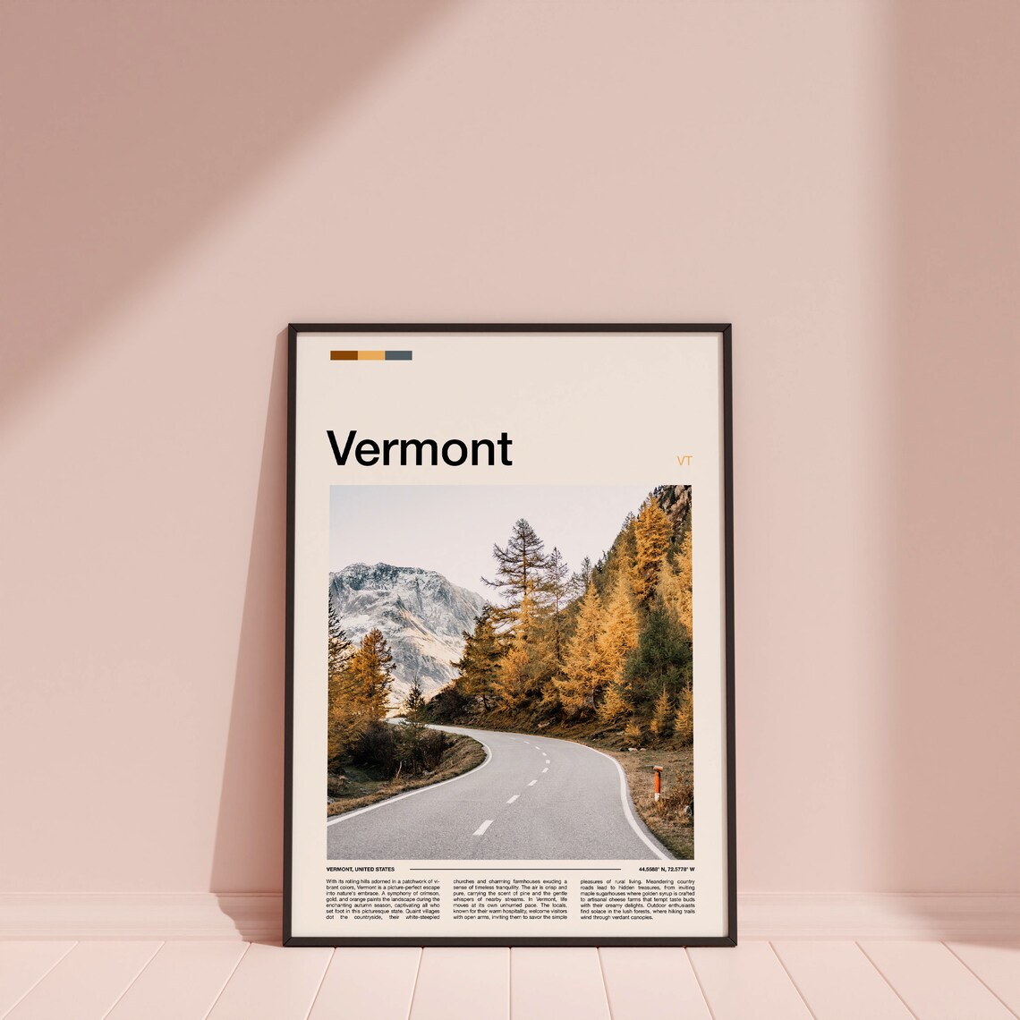 Vermont Winding Mountain Road Through Golden Autumn Forest Poster - Image 4