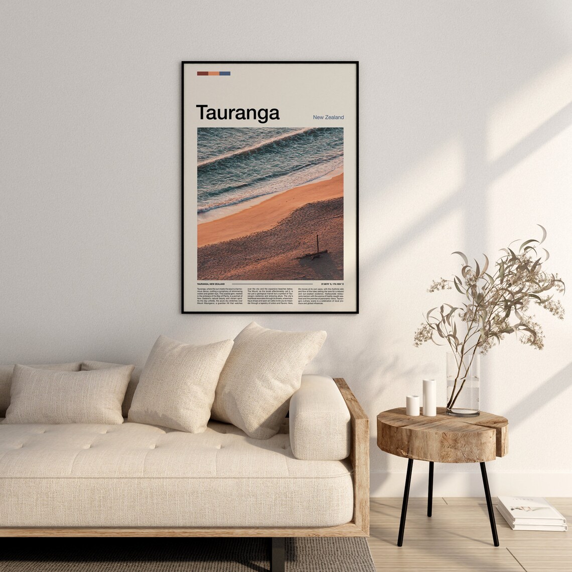 Tauranga New Zealand Golden Beach Waves Aerial Sand Shore Poster - Image 3