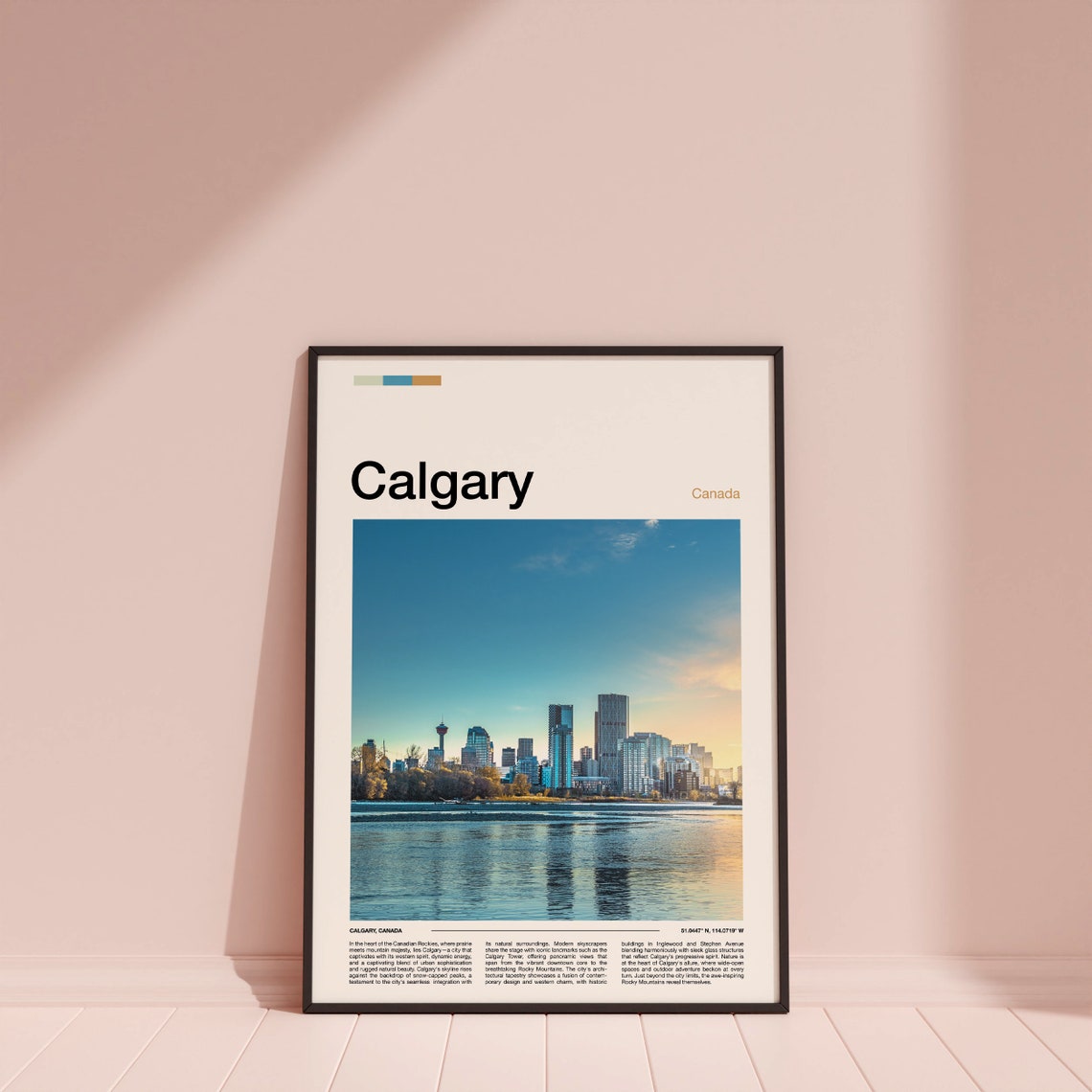 Calgary Canada Skyline River Reflection Downtown View Poster - Image 3