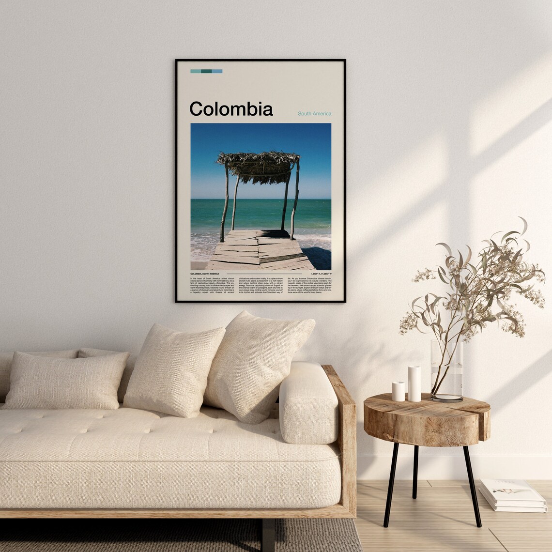Colombia Beach Palapa Hut Wooden Pier Ocean Photography Poster - Image 3