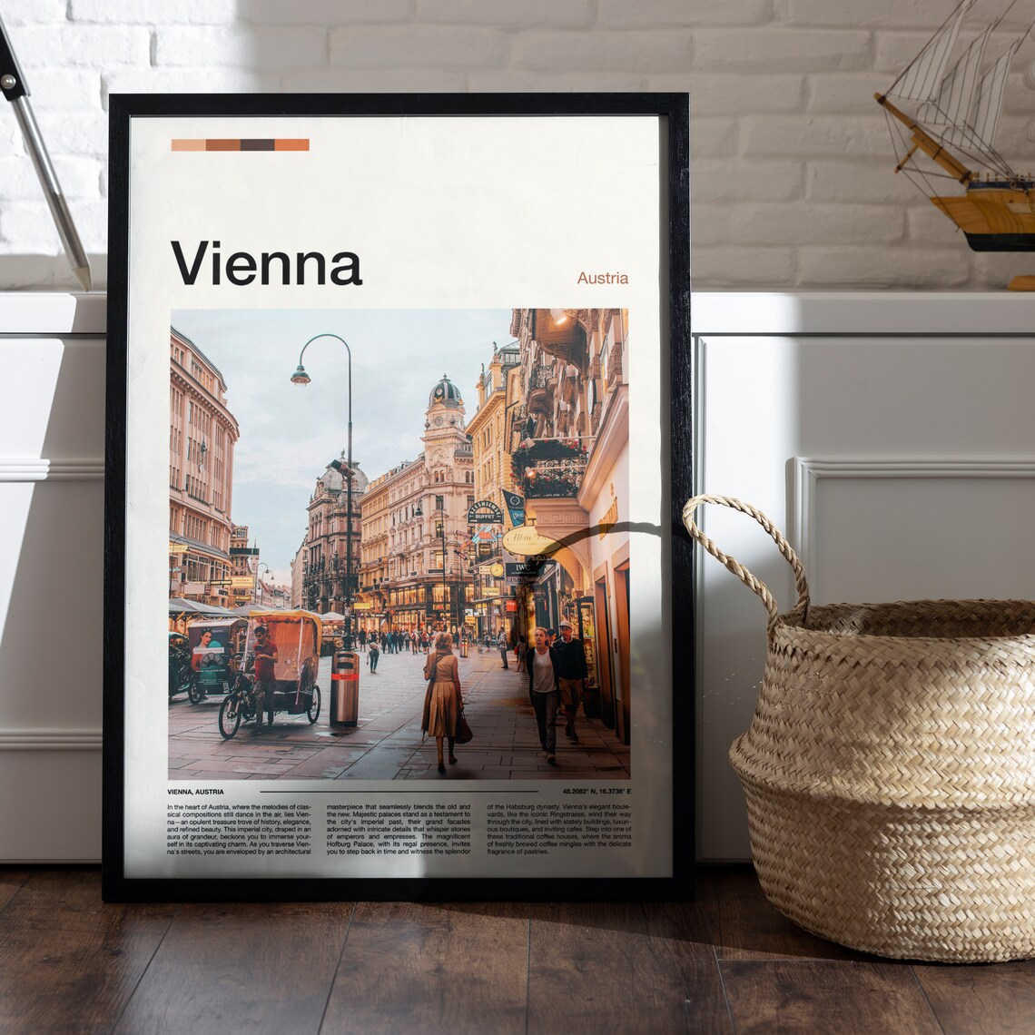Vienna Austria Historic Street Scene Bustling Old Town Travel Poster - Image 5
