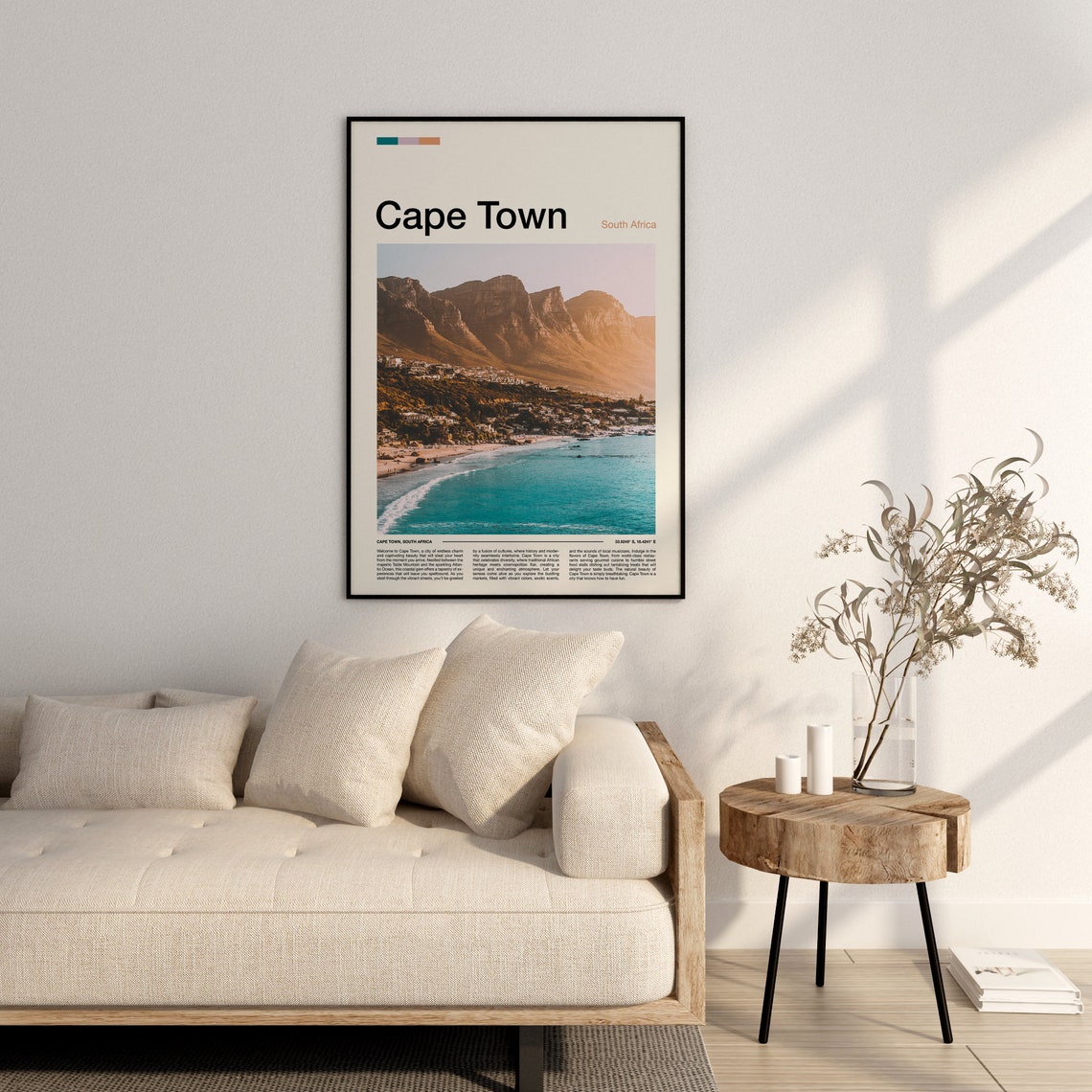 Cape Town South Africa Table Mountain Coastal City View Poster - Image 2