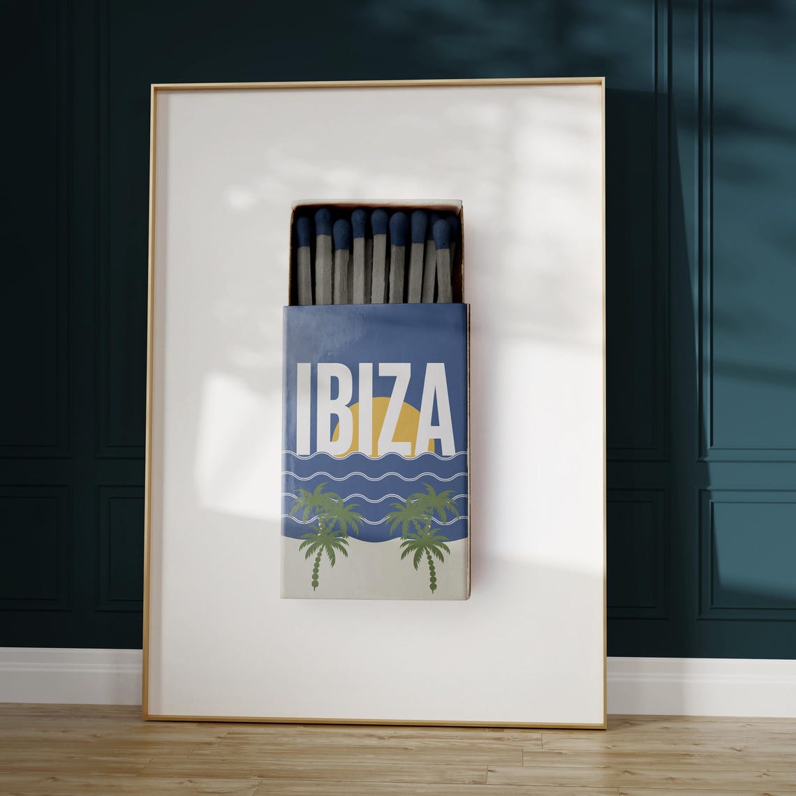 Ibiza Vintage Beach Matchbox Palm Sun Ocean Waves Retro Poster - Image 5