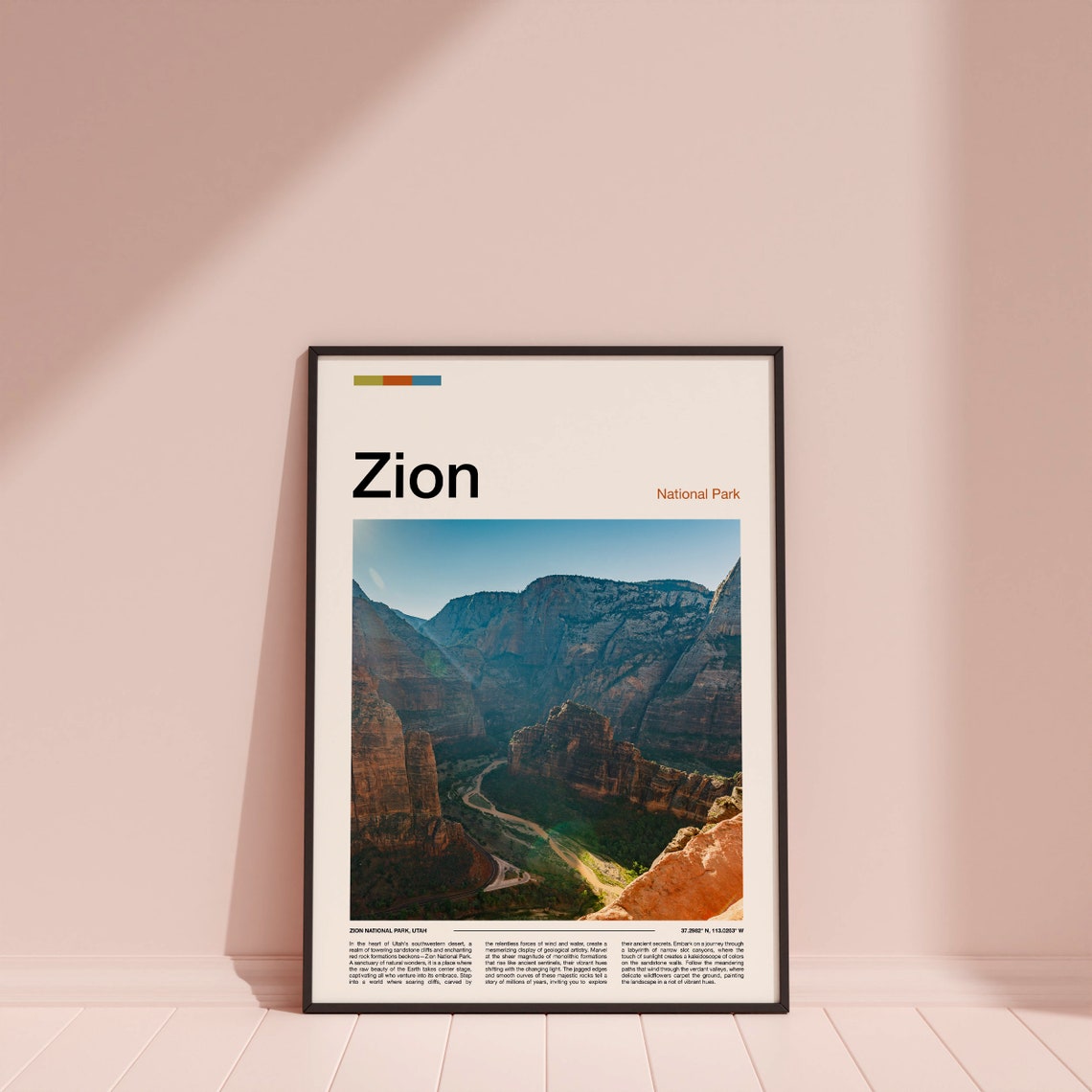 Zion National Park Utah Towering Canyon Cliffs Winding Road Poster - Image 4