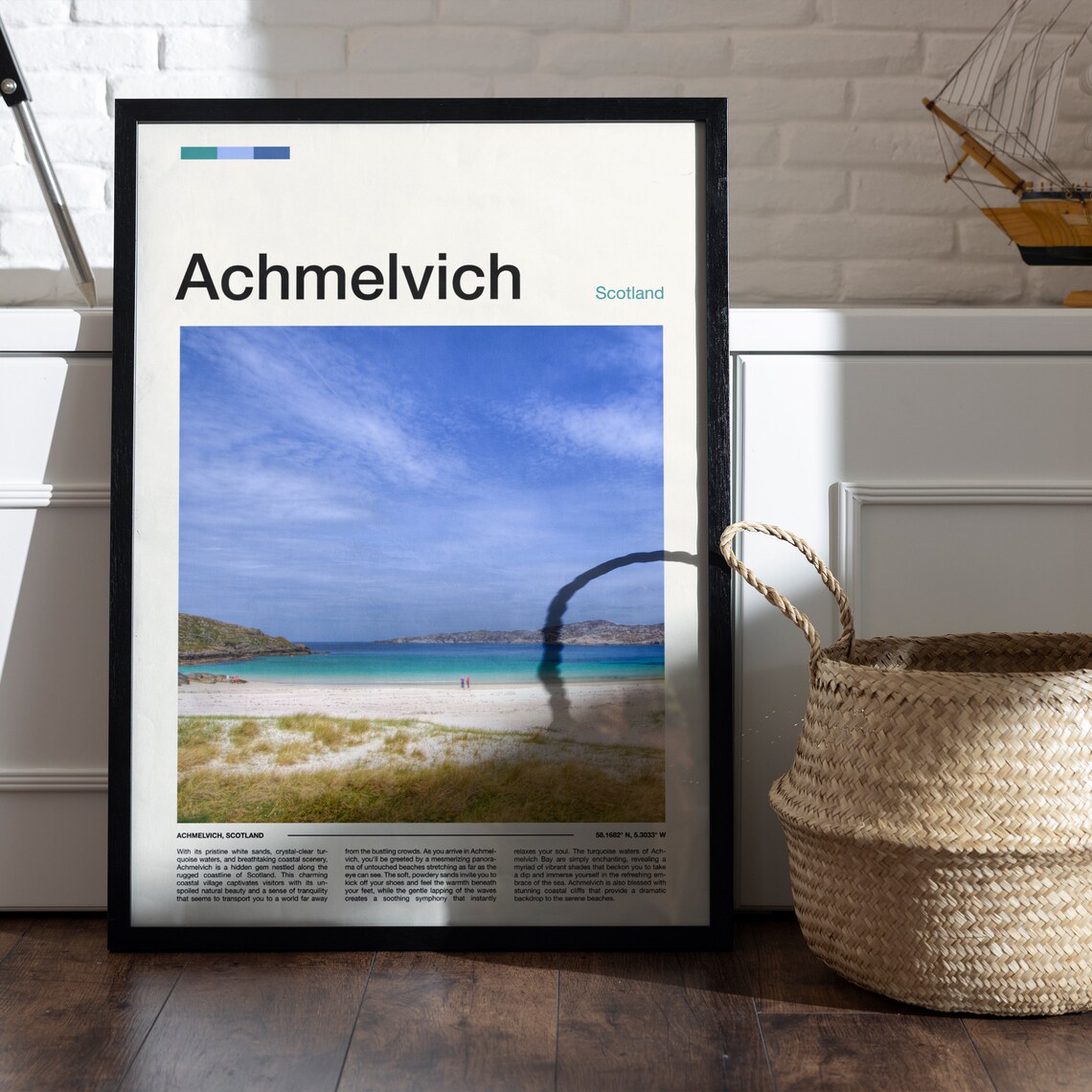 Achmelvich Scotland Turquoise Bay Beach Minimalist Travel Poster - Image 4