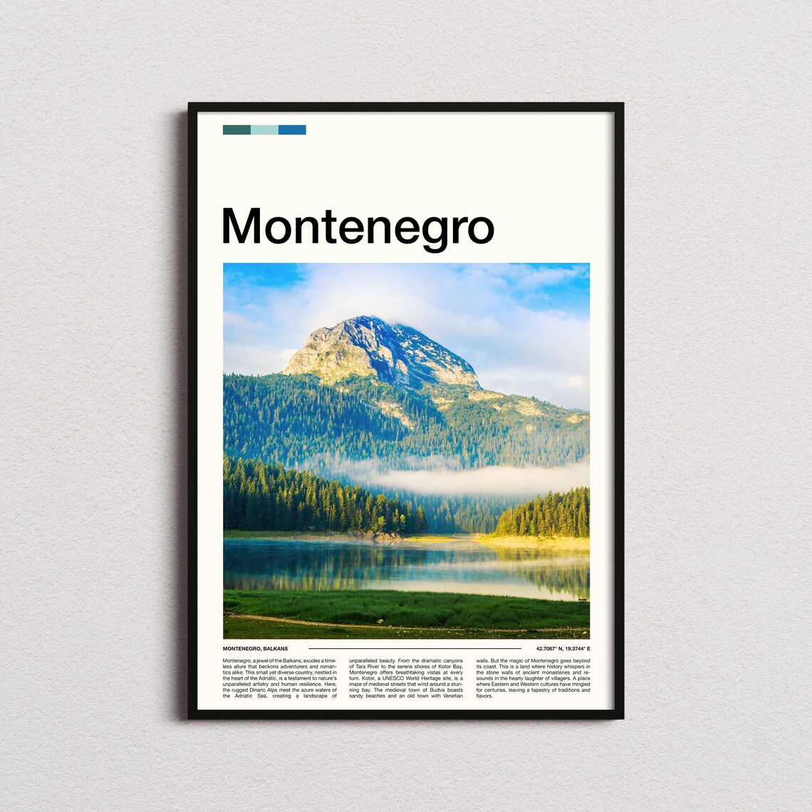 Montenegro Mountain Lake Pine Forest Nature Travel Photo Poster
